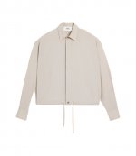 Long Sleeve Drawstring Beige Shirt