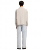 Long Sleeve Drawstring Beige Shirt