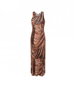 Drappe Terracotta Robe Strap Dress