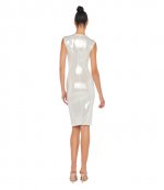 Strapless Sleevless Deep V Neck Shired Frontl Pearl Dress to knee
