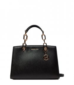 Cynthia MD Black Leather Satchel