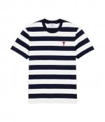 Red Ami De Coeur Black White Stripes T-Shirt