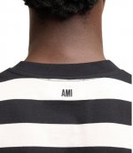 Red Ami De Coeur Black White Stripes T-Shirt