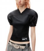 Fitted Shortsleeve Football Jersey Black Top