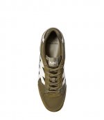 Rebel Lace Up Shiny Lycra Olive Sneaker