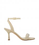 Carrie Embellished Glitter Chain-Mesh Sandal Pale Gold