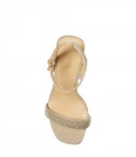 Carrie Embellished Glitter Chain-Mesh Sandal Pale Gold