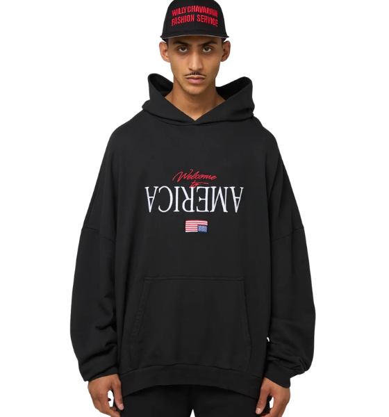 Black Welcome To America Hooligan Hoodie