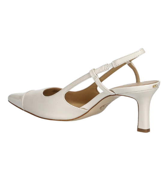 Cream Leather Alora Toe Cap Mid Sling