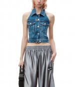 Strech Denim Halter Top