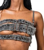 Denim Black Belt Top