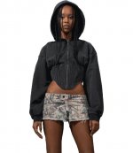 Corset Zip Black Hoodie