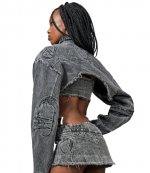 Denim Choker Black Jacket