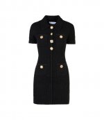 Black Jewel Button Knit Mini Dress