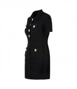 Black Jewel Button Knit Mini Dress