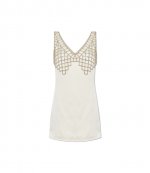Cream Satin Diamante Bralette Mini Dress