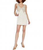 Cream Satin Diamante Bralette Mini Dress