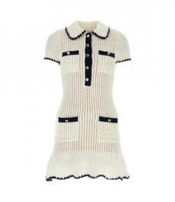 Cream Croshet Collared Mini Dress