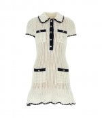 Cream Croshet Collared Mini Dress