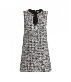 Black Boucle Embellished Mini Dress