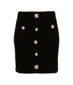 Black Jewel Button Knit Mini Skirt