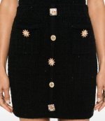 Black Jewel Button Knit Mini Skirt