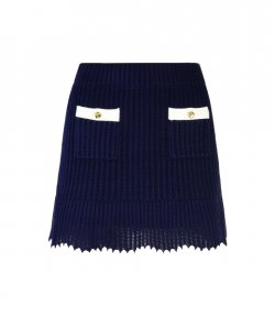 Navy Crochet Contrast Trim Mini Skirt