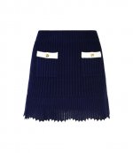 Navy Crochet Contrast Trim Mini Skirt