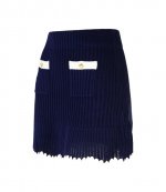 Navy Crochet Contrast Trim Mini Skirt