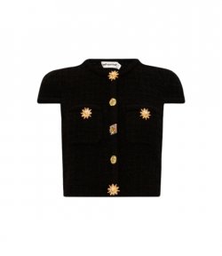 Black Jewel Button Knit Top