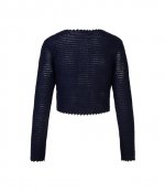 Navy Crochet Contrast Trim Cardigan