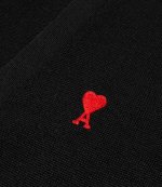 Small Red Ami De Coeur Black Merino Wool Cardigan