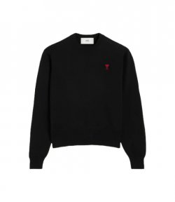 Small Red Ami De Coeur Black Crewneck Sweater