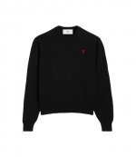 Small Red Ami De Coeur Black Crewneck Sweater