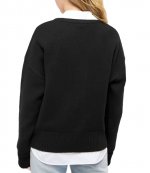Red Ami De Coeur Black Merino Wool Cardigan