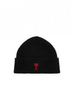 Red Ami De Couer Black Merino Wool Beannie