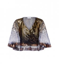 Haut Top Short Sleeves Navy Gold Bronze