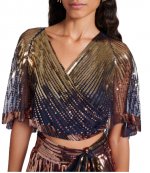Haut Top Short Sleeves Navy Gold Bronze