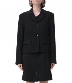 Light Twill Suiting Fitted Black Blazer