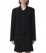 Light Twill Suiting Fitted Black Blazer