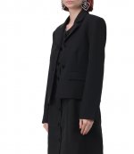 Light Twill Suiting Fitted Black Blazer