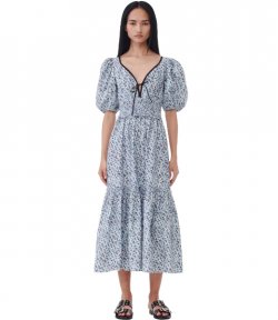 Printed Cotton Long Smock Dress