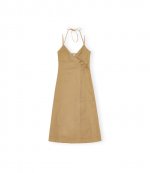 Herrigbone Canvas Strap Beige Maxi Dress