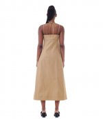 Herrigbone Canvas Strap Beige Maxi Dress