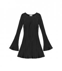Solid Satin Mini Black Dress