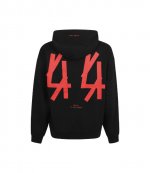 Hoodie Coulisse New Diagonal Black+44 Solid Risk Red