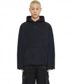 Hoodie Wide Raw Edge New Stiff Blacl Stone+Darkened Blk