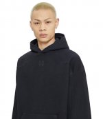 Hoodie Wide Raw Edge New Stiff Blacl Stone+Darkened Blk