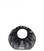 Black/White Rhinstone Crescent Mini Top Handle Bag