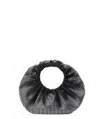 Black/White Rhinstone Crescent Mini Top Handle Bag